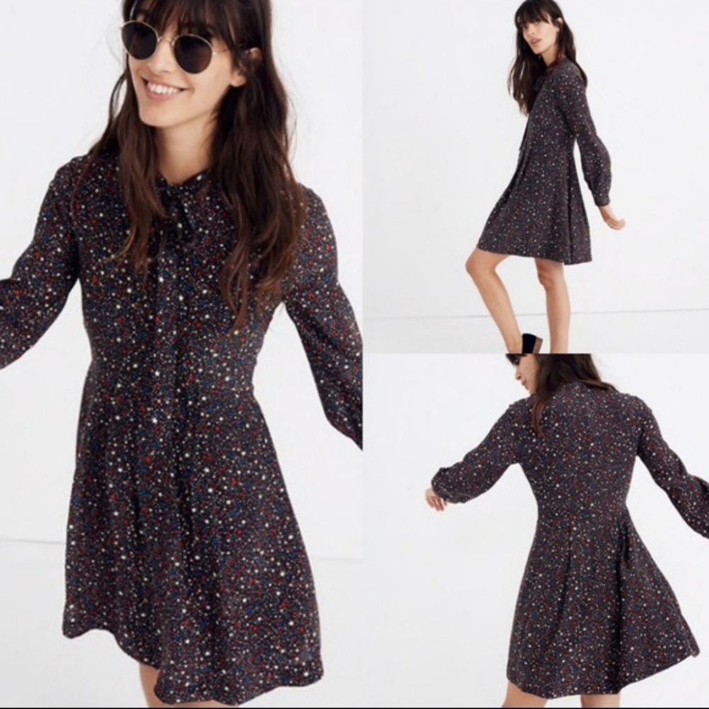 Madewell stars balsam tie neck dress